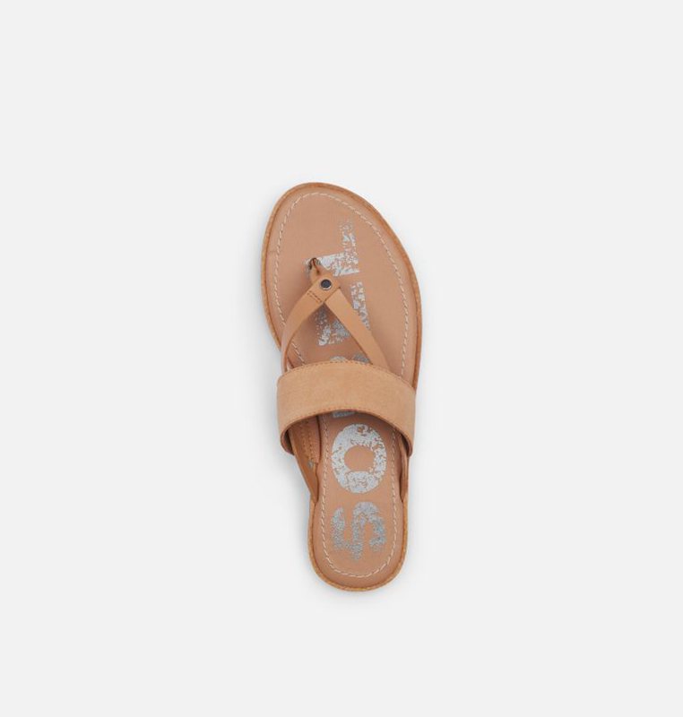 Womens Sandals Beige - Sorel Ella™ Flip Flat - 725-HTPXLM